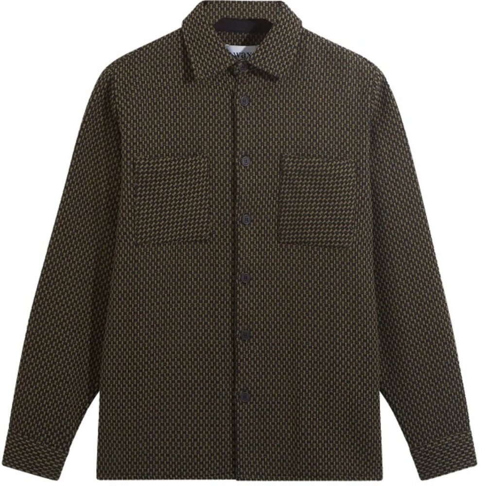 Wax London Whiting Overshirt Stepney - Black/Khaki - Large